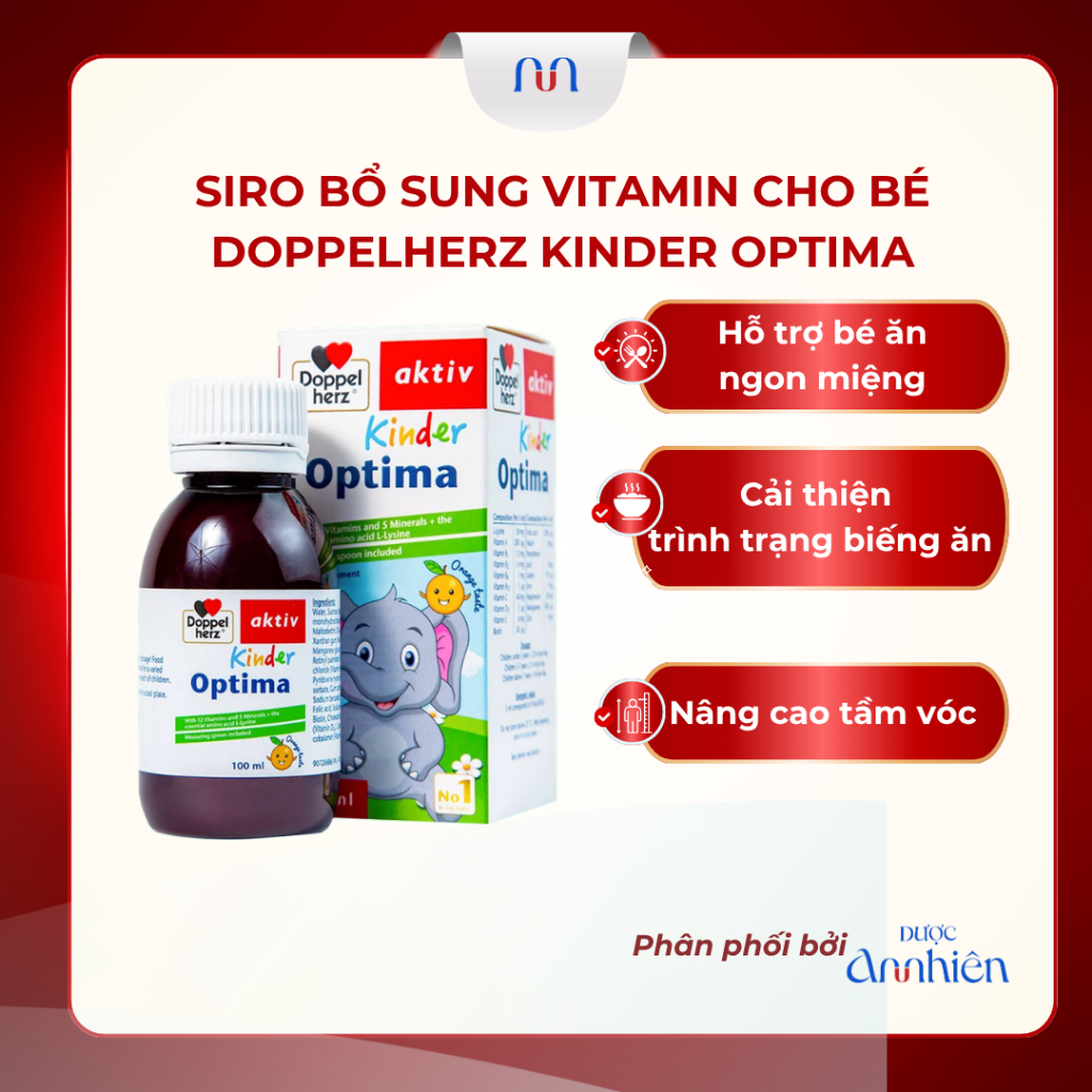 [CHÍNH HÃNG] Siro bổ sung vitamin cho bé Doppelherz Kinder Optima hỗ trợ ăn ngon,cải thiện đề kháng