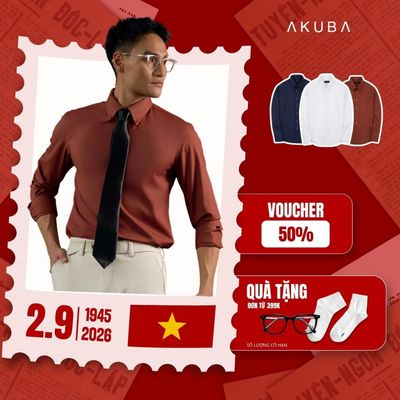 Áo sơ mi nam AKUBA tay dài form slimfit đi làm đi học vải cotton không nhăn thấm hút tốt | 02AP0909