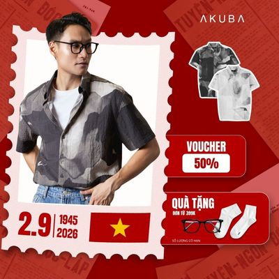 Áo sơ mi tay ngắn nam họa tiết AKUBA form oversize, chất vải cotton dày dặn, thoáng mát | 02AP0912