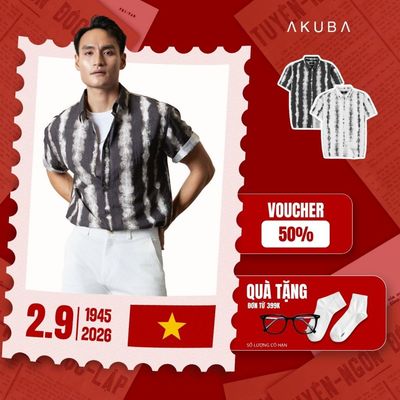 Áo sơ mi nam AKUBA, form oversize, che khuyết điểm, vải cotton mềm mịn, thoáng khí | 02AP0914
