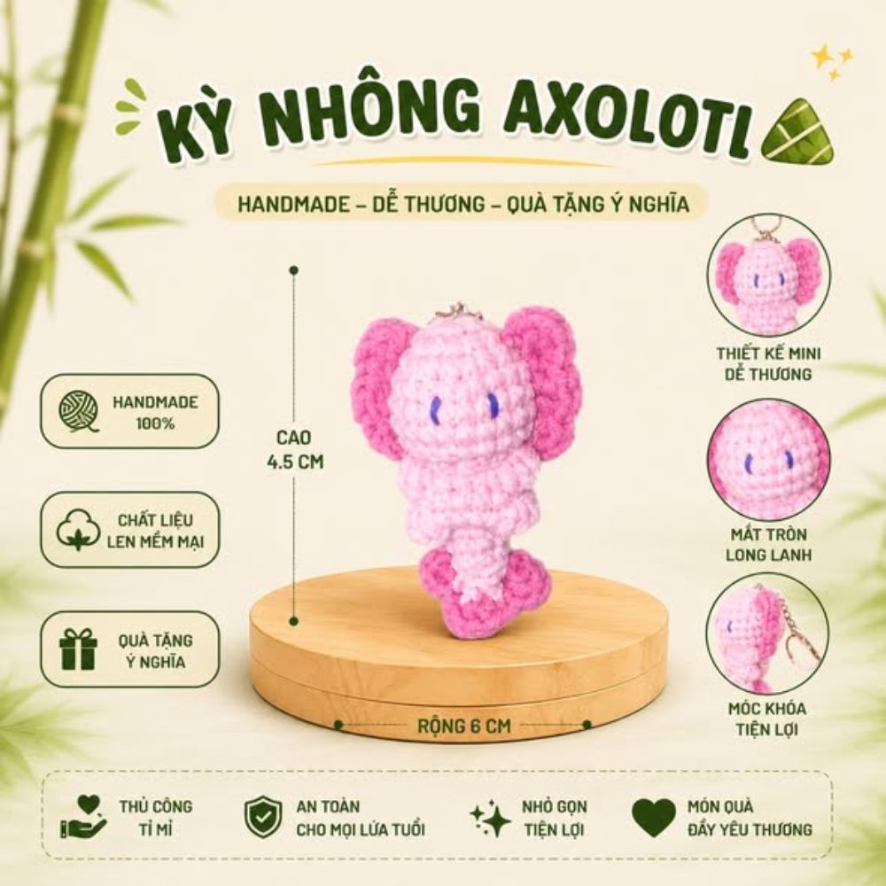 Kỳ nhông axolotl handmade – bé nhỏ xinh xắn, cute hết nấc