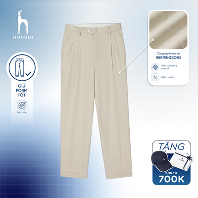 [New T8] Quần âu ANIS form straight tôn dáng,công nghệ dệt Herringbone ít nhăn, xếp ly sang trọng- HUSSIO