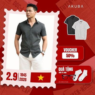 Áo Sơ Mi Nam Vải Cotton AKUBA Tay Ngắn Năng Động Dáng Slimfit | 02AP1170