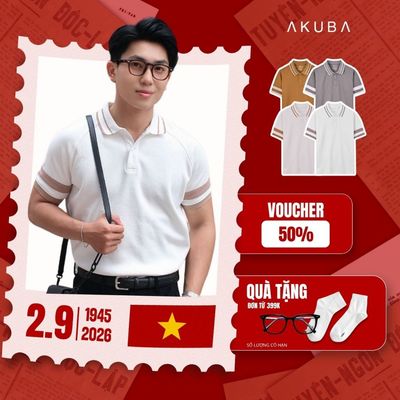 Áo Polo Nam AKUBA Cổ Sọc, Form Regular Tay Phối Viền Cá Tính, Vải Thun Cá Mập Co Giãn | EC01JP1255