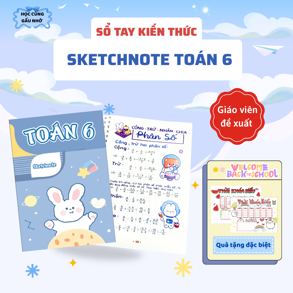 Sketch Note Gấu Nhớ Toán 6 - Sổ Tay Học Giỏi Rèn Luyện Tư Duy Logic Dễ Hiểu Dễ Nhớ Giúp Học Nhanh Nh