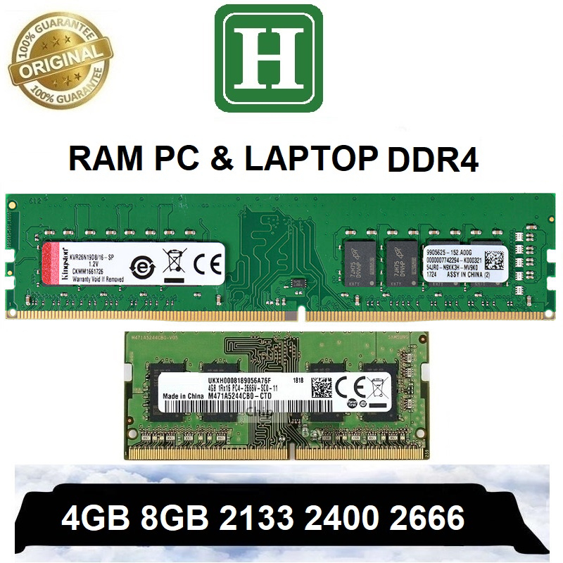 Ram laptop, ram pc DDR4 (PC4) 16gb, 8gb, 4gb bus 2666, 2400 và 2133, đồng bộ siêu bền BH 6 tháng