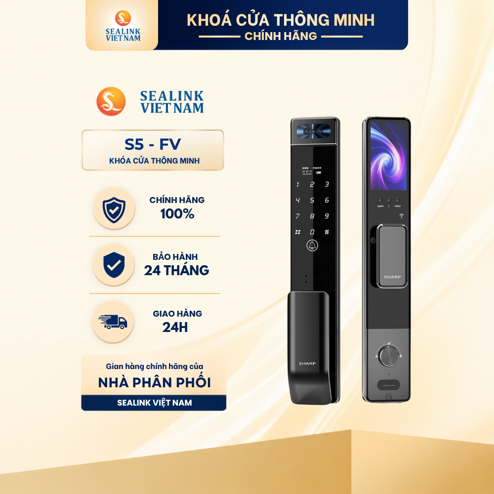 Khoá nhận diện khuôn mặt SHARP S5-FV nhiều cách mở khoá tích hợp camera, màn hình 4.5 inc, BH 2 năm