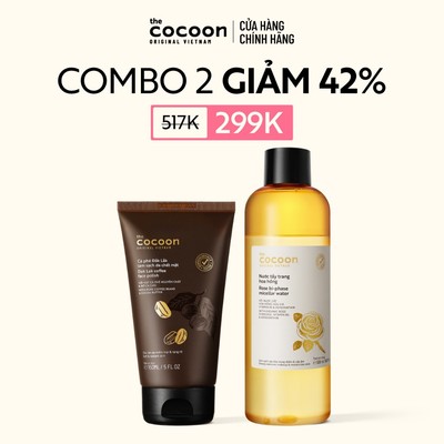 [MUA 2 GIẢM 42%] Combo Nước tẩy trang hoa hồng Cocoon 500ml + Tẩy da chết mặt cà phê 150ml