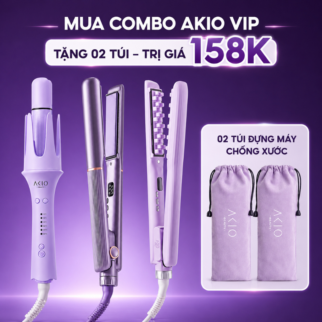 [COMBO LÀM ĐẸP AKIO BEAUTY VIP] Trọn bộ máy uốn tóc kết hợp dập phồng Akio Beauty