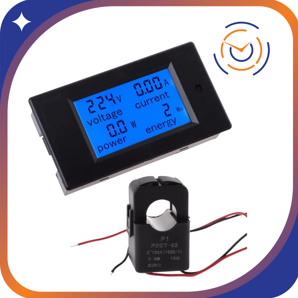 Đồng hồ đo điện AC 100A kèm biến dòng kẹp – Đo V/A/W/kWh chuẩn xác