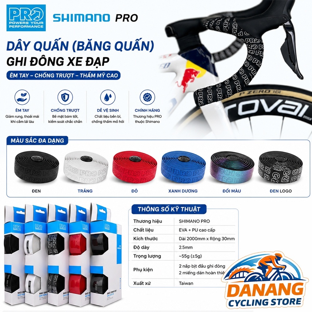 Dây Quấn (Băng Quấn) Ghi Đông Xe Đạp SHIMANO PRO – Chính Hãng, Êm Tay, Đủ Màu