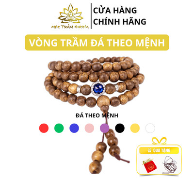 Vòng Tay Trầm Hương Tốc Việt 108 Hạt Mix Charm Bạc S925 Đá Radiant Theo Mệnh - Mộc Trầm Hương MTH