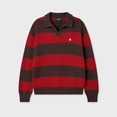 Áo Polo Len WHO.A.U Steve Open Collar Stripe Pullover[B]_WHKAGB951U