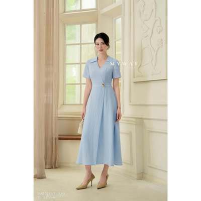 Đầm Công Sở Nữ MY WAY Dáng Xòe Nhẹ Ngắn Tay Phong Cách Thanh Lịch Nhẹ Nhàng 9md02653
