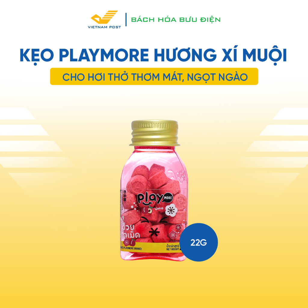 PLAYMORE Kẹo Xí Muội 22g - Kẹo The Bạc Hà Chua Ngọt Thơm Miệng - Giảm Hôi Miệng - Hũ Tiện Lợi