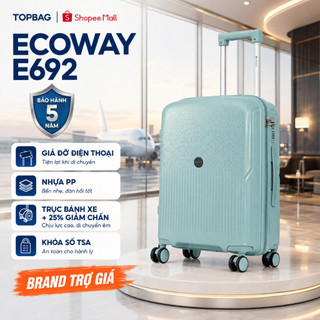 Vali Du Lịch ECOWAY E692 Nhựa PP Chống Va Đập, Bánh Xe Kép Chống Ồn, Khóa TSA An Toàn Size 20/24