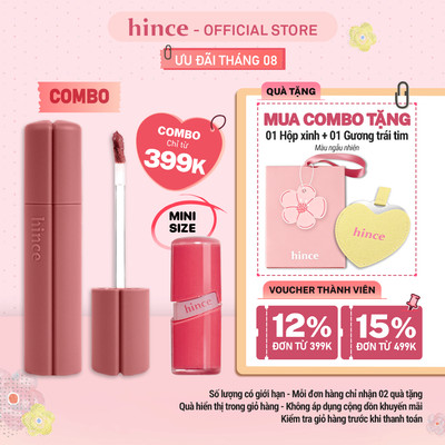 COMBO 02 Son: 01 Son tint lì Nu Blur Tint 3.8ml + 01 Son gel tint căng bóng Raw Glow Gel Tint Mini 2ml