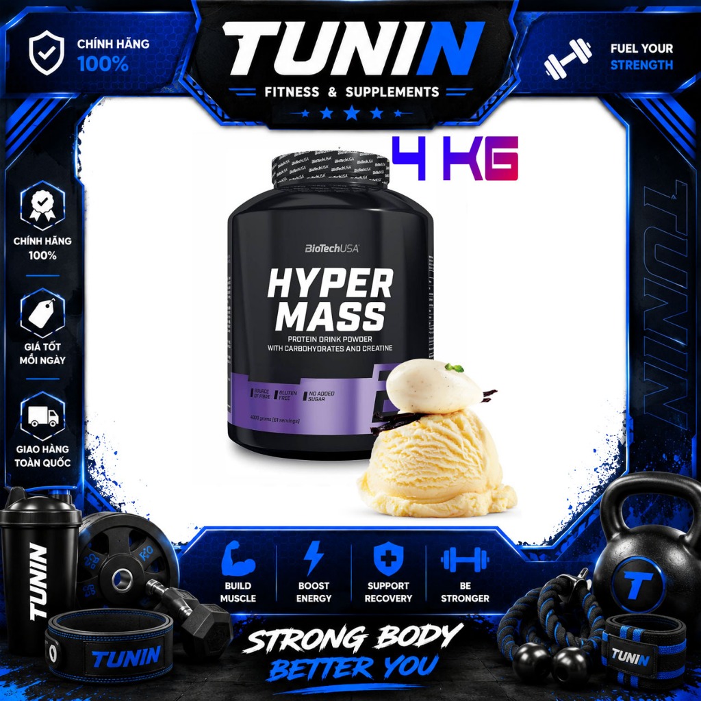 Hyper Mass Protein Vị Vani 4kg – Sữa Đạm Hỗ Trợ Tăng Cơ, Phục Hồi Cơ Bắp Cho Người Tập Gym