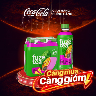 Lốc 6 Chai Trà Chanh Dây Và Hạt Chia Fuze Tea Coca-Cola Official Store Sale 15.8_SP