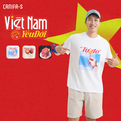 Áo phông unisex người lớn CANIFA phom Boxy trẻ trung 5TS26W007