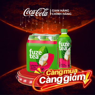 Lốc 6 Chai Trà Mật Ong Hương Lài Vải Fuze Tea 450ml Coca-Cola Official Store Sale 15.8_SP
