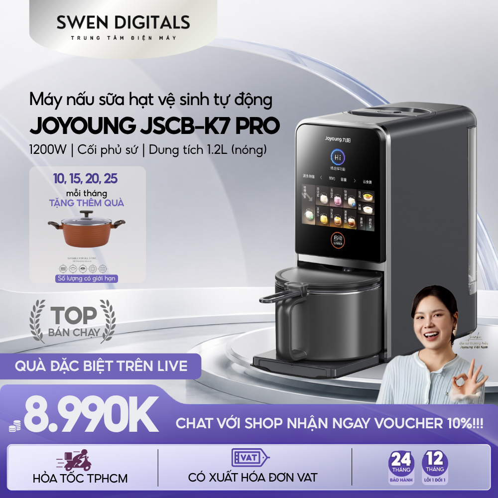 Máy nấu sữa hạt đa năng JOYOUNG làm sạch tự động JSCB-K7 PRO - BH chính hãng 2 năm