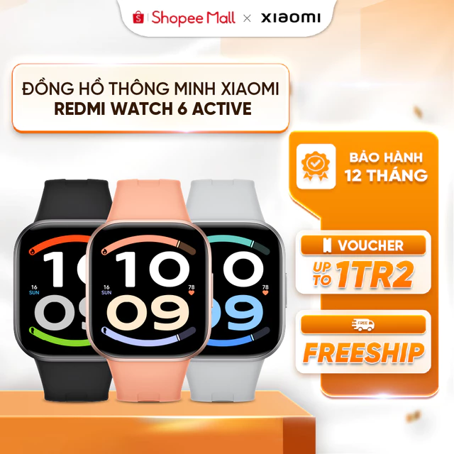 Đồng hồ thông minh Xiaomi Redmi Watch 6 Active | Màn hình AMOLED 1.85" | Hỗ trợ nghe gọi Bluetooth| Theo dõi nhịp tim