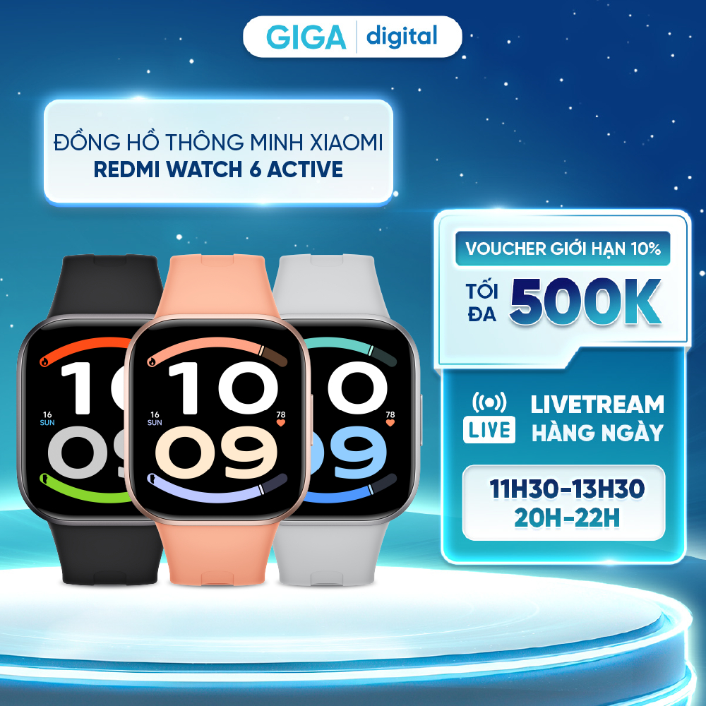 Đồng hồ thông minh Xiaomi Redmi Watch 6 Active | AMOLED 1.85" |Theo dõi nhịp tim| Hỗ trợ nghe gọi Bluetooth