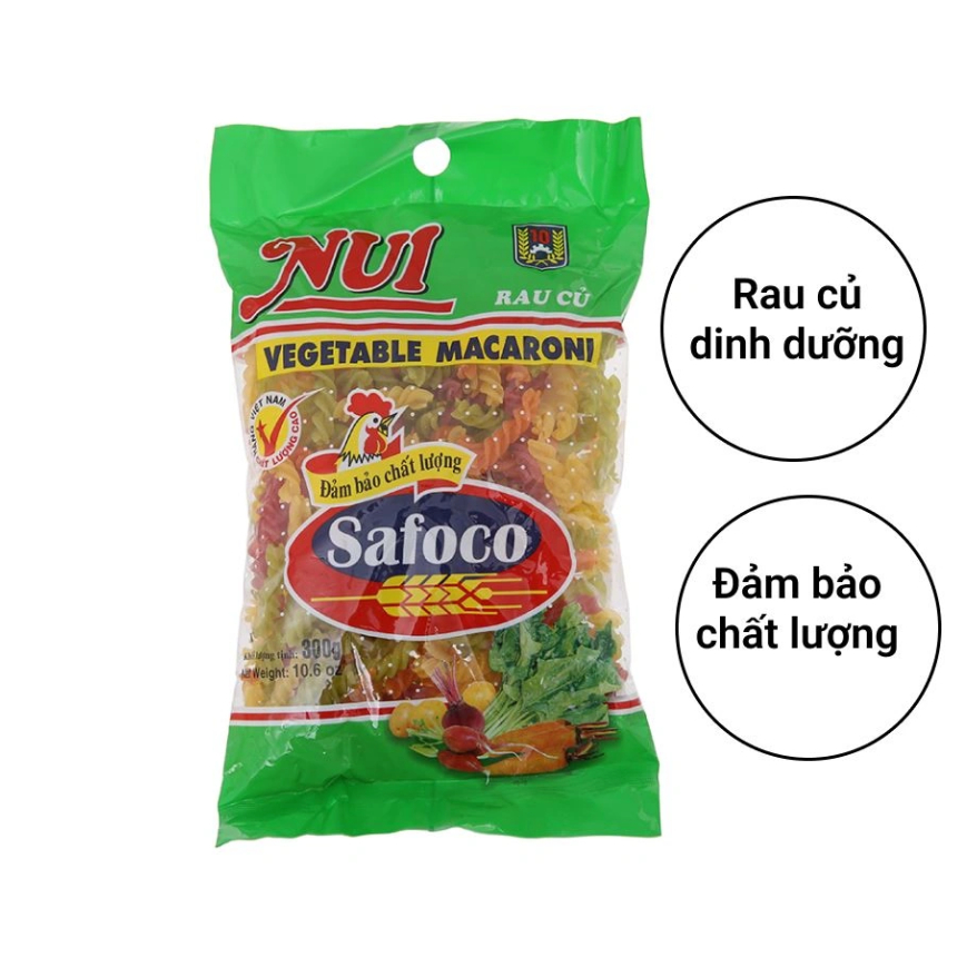 Nui Xoắn Rau Củ Safoco 300g Dùng Nấu Súp, Nui Xào