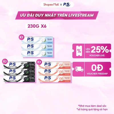 [LIVE] Combo 6 Kem đánh răng P/S Trắng Răng Lành Tính - 100% Công Thức Được Kiểm Chứng