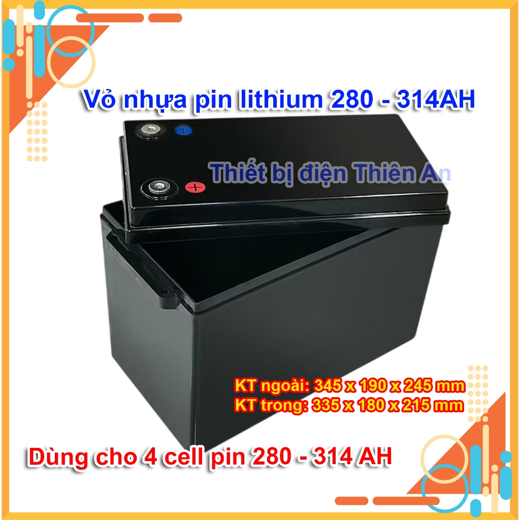 Vỏ Hộp Pin Lithium 12V ABS Đựng 4 Cell 3.2V LFP 280Ah 314Ah Thay Thế Bình Chì Vỏ Pin Lithium 12V