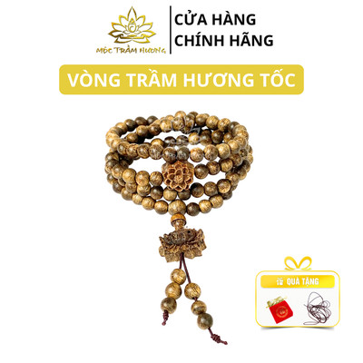 Vòng Tay Trầm Hương 108 Hạt Trầm Tốc Việt Mix Charm Hoa Sen Mộc Liên - Mộc Trầm Hương MTH