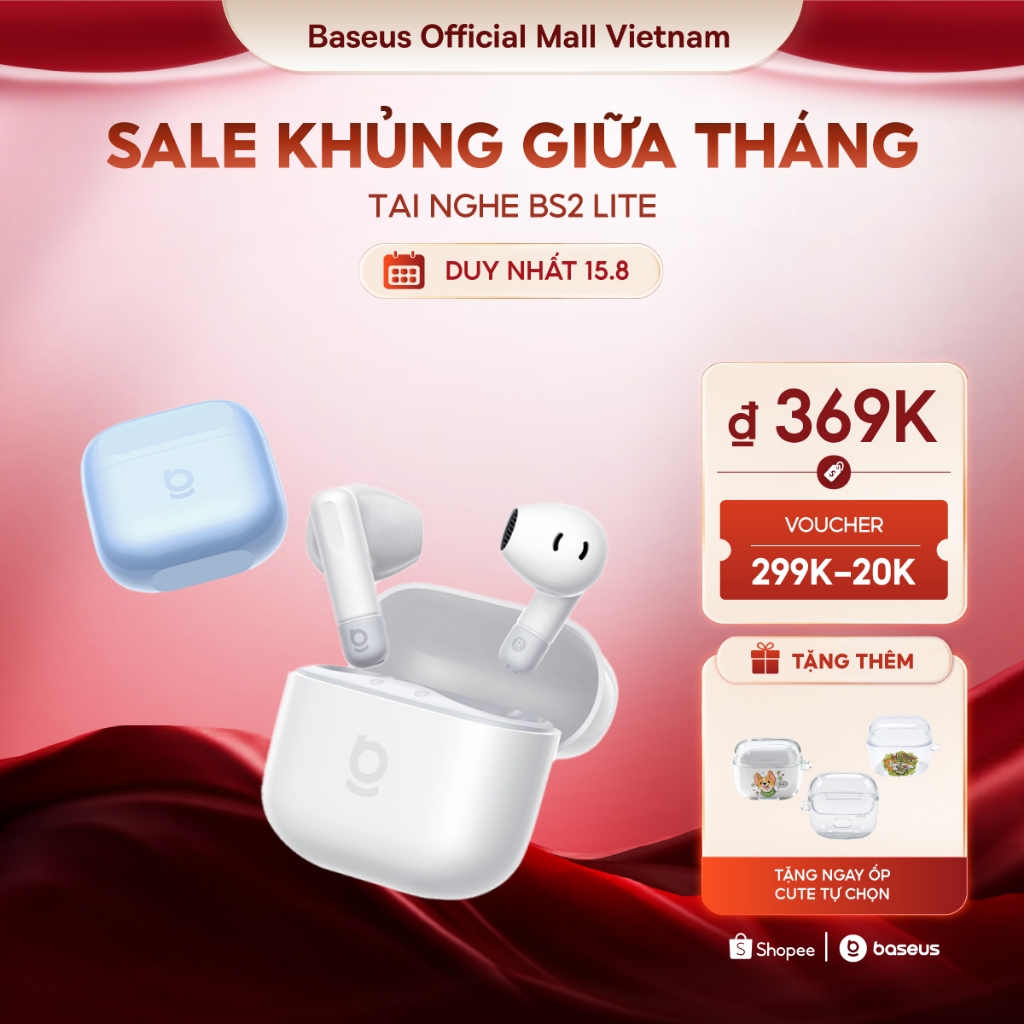 [Giá Sinh Viên - Chọn Là Mê!] Tai Nghe Baseus Bass BS2 Lite Bluetooth 6.0 &2 Mic AI Call Rõ, Nghe Nhạc, Tập Luyện Cực Đã
