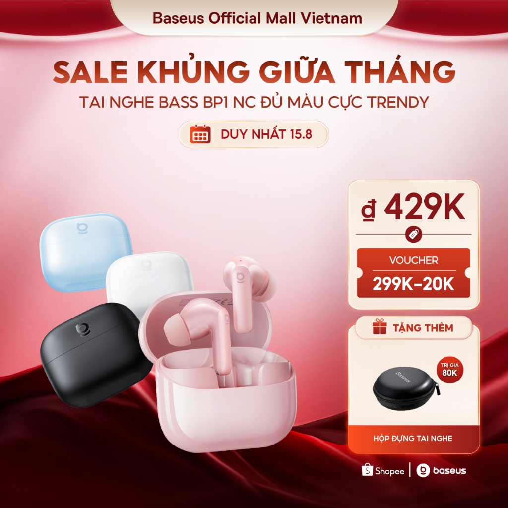 [MỚI VỀ - MÀU TRENDY] Tai Nghe Không Dây Baseus BP1 NC Chống Ồn Thông Minh,Chống Nước,Pin 41h,Chill Trọn Mọi Khoảnh Khắc