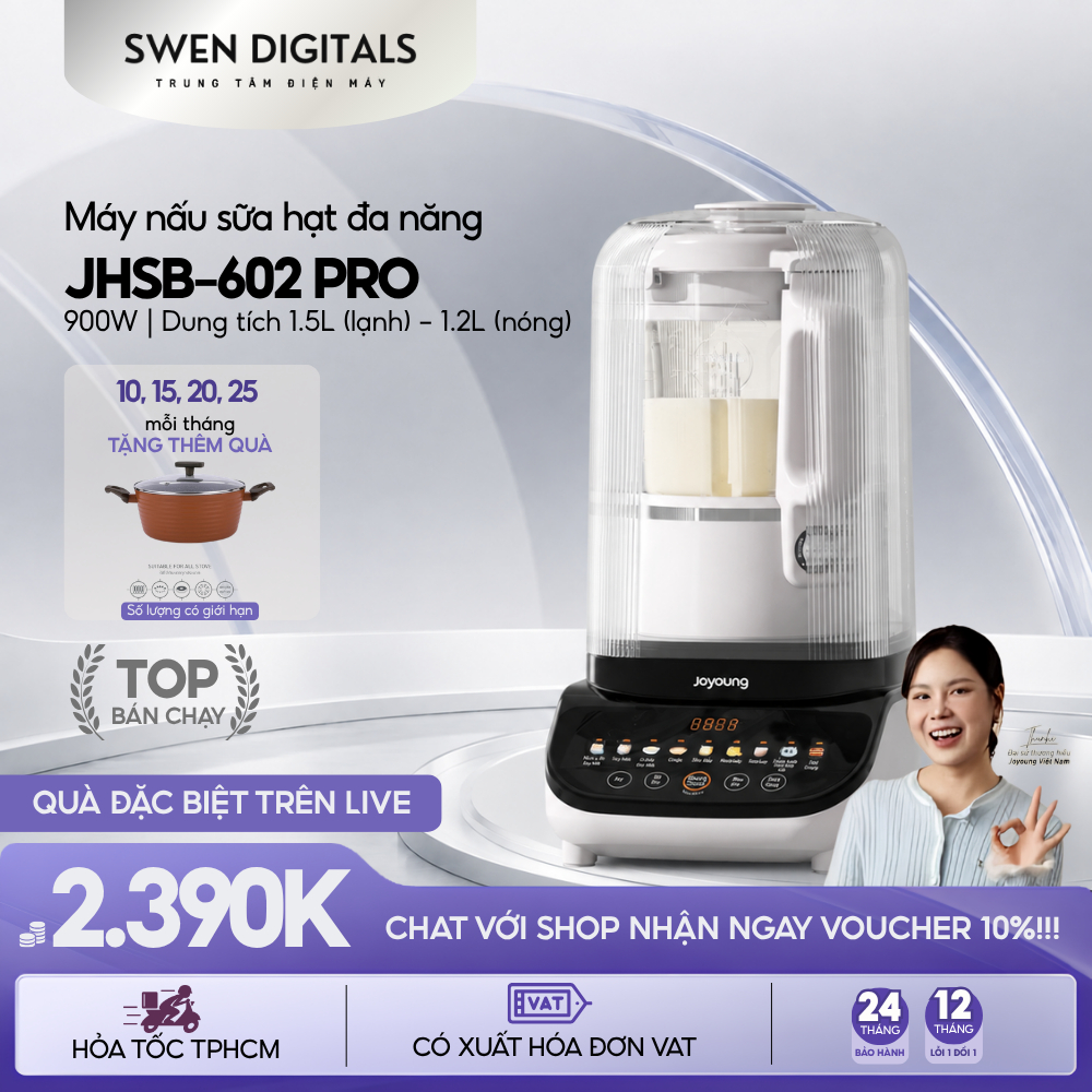 (Joyoung) Máy nấu sữa hạt đa năng Joyoung JHSB-602 Pro 1.5L - BH chính hãng 24 tháng