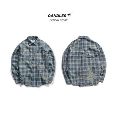 Áo Sơ Mi Candles Patchwork Flannel Shirt Oversize Unisex