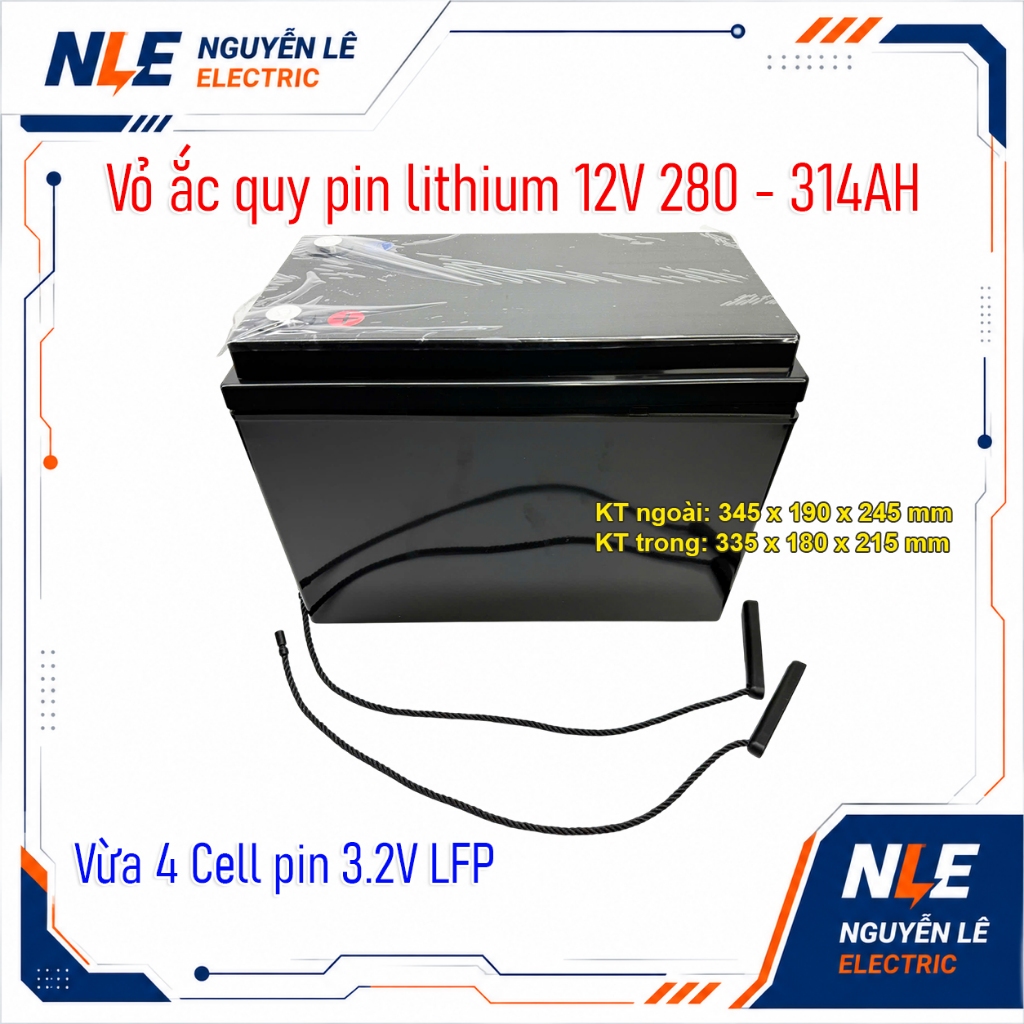Hộp Vỏ Pin LiFePO4 12V 4S ABS Cho Cell 280Ah 314Ah Dạng Bình Ắc Quy Vừa 4 Cell 280ah 314ah
