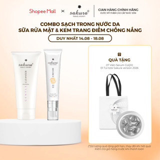 Bội đôi kem trang điểm chống nắng CC Cream và sữa rửa mặt Sakura sạch sâu 40ml + 100g