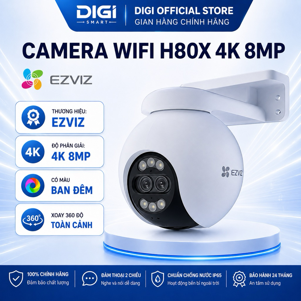 Camera Wifi EZVIZ H8X 2K+ 4MP/H80X 4K 8MP Ngoài Trời, Xoay 360 Độ, Đàm Thoại 2 Chiều, Có Màu Ban Đêm