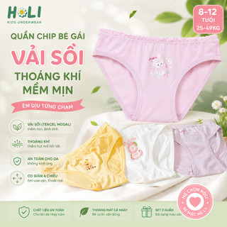 Quần chip cho bé gái 12 tuổi, 10 tuổi, vải sồi lụa, thấm hút mồ hôi, thoáng khí set 3 cái