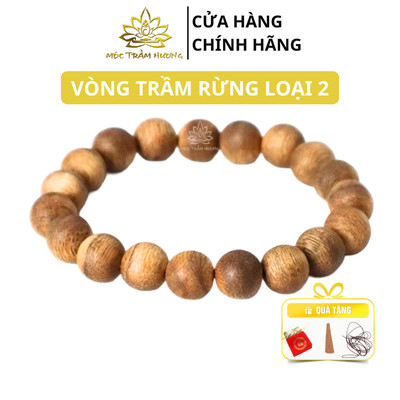 Vòng Tay Trầm Hương Rừng Loại 2 Hạt Tròn Đơn 8/10/12/14 mm Tuổi Trầm 10-15 Năm - Mộc Trầm Hương MTH