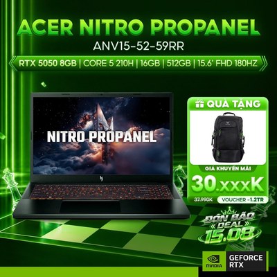 Laptop Gaming Acer Nitro V 15 ProPanel ANV15-52-59RR GeForce RTX™ 5050 8GB  Core 5 210H 16GB  512GB