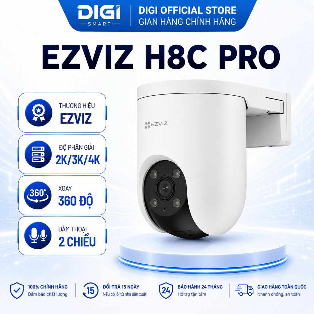 Camera Wifi EZVIZ H8C PRO/H8C PRO R210 - Xoay 360 Độ, Đàm Thoại 2 Chiều, Có Màu Ban Đêm