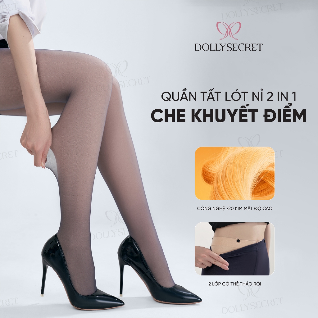 Quần Tất Dolly 2 Lớp Lót Nỉ Giữ Nhiệt Che Khuyết Điểm Mùa Đông DOLLY SECRET Siêu Dai T40