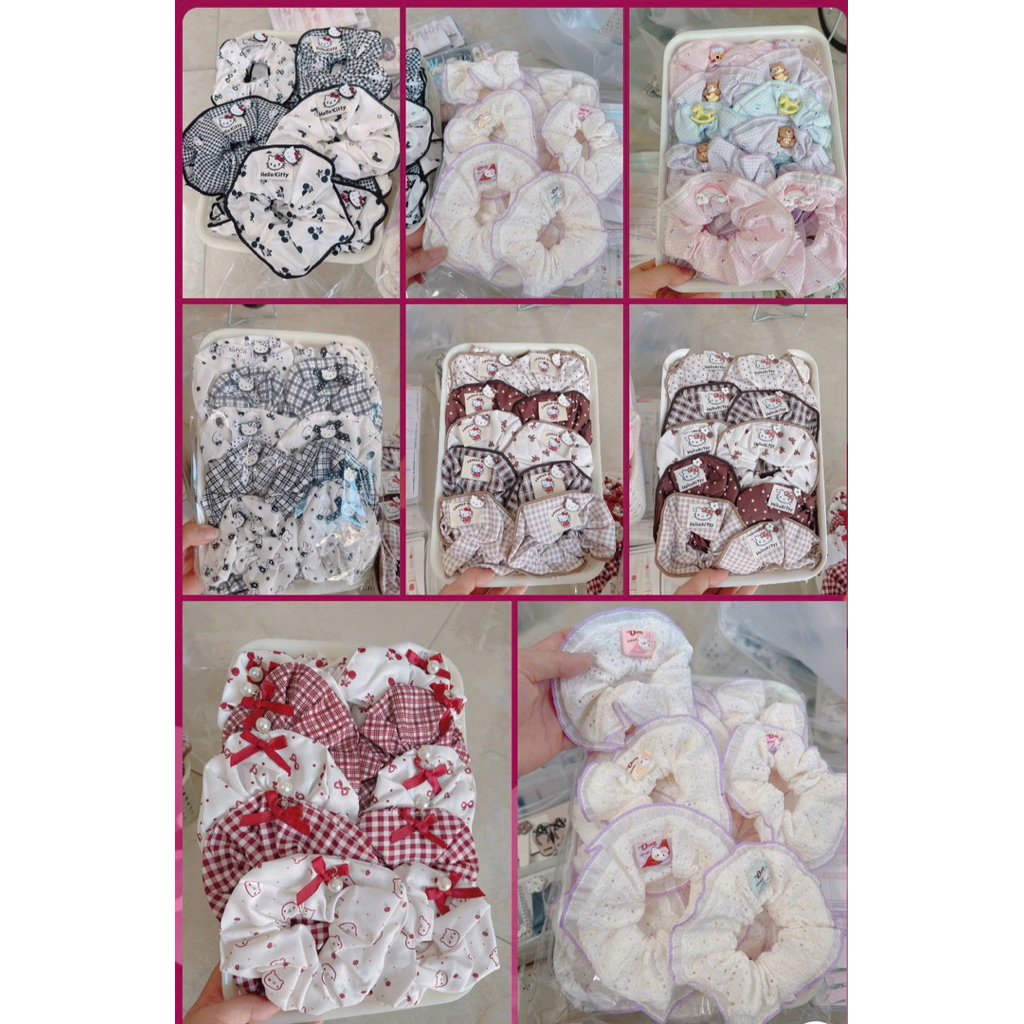 Sỉ 10 cột vải Scrunchies gắn charm đẹp