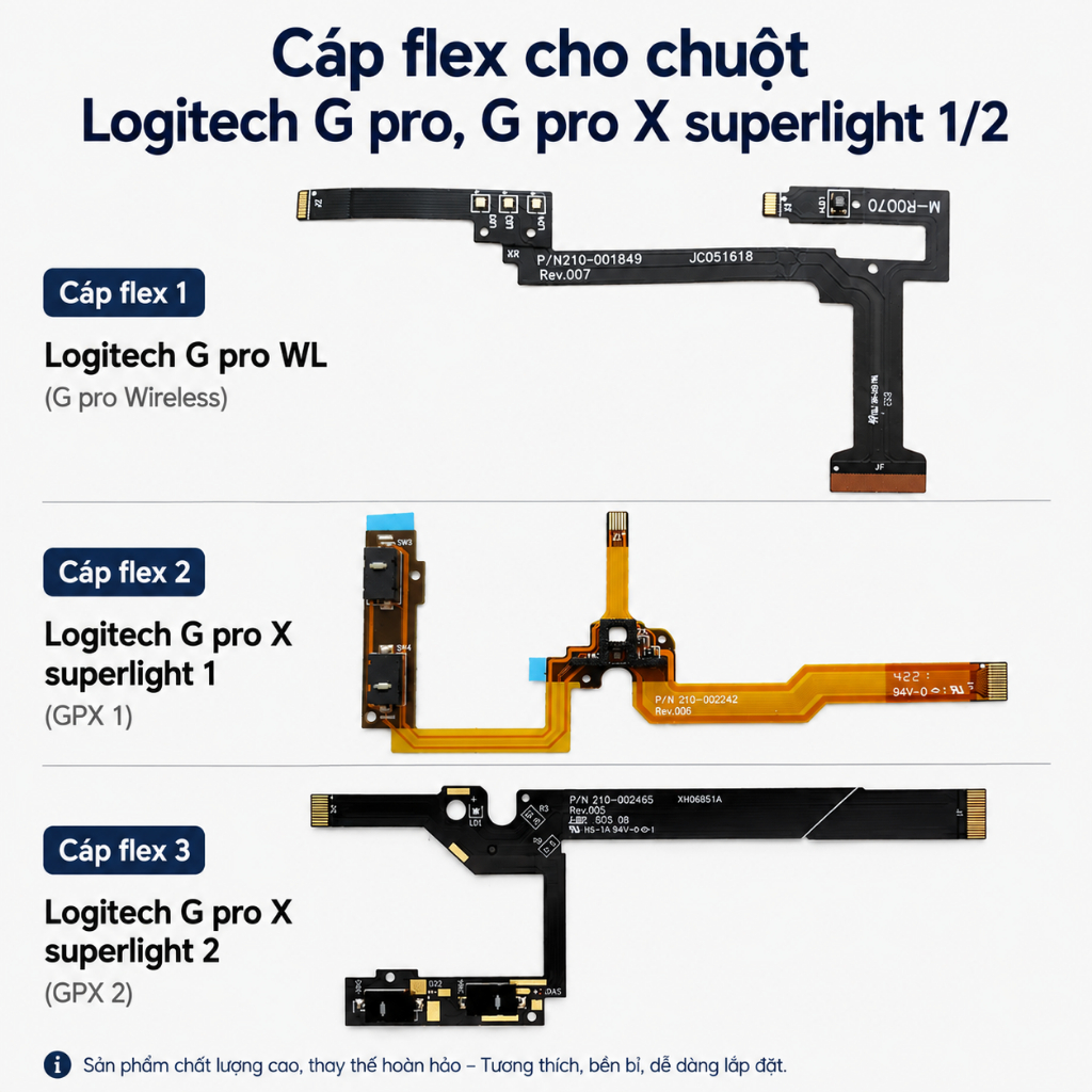 Cáp Mạch cho chuột Logitech G pro Wireless, G pro X superlight 1 - G pro X superlight 2