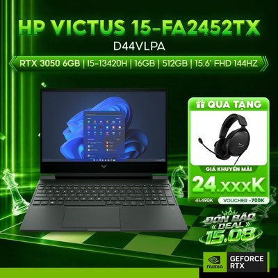 Laptop HP Gaming Victus 15-fa2452TX D44VLPA  GeForce RTX3050 6GB / Chip i5-13420H / 16GB / 512GB