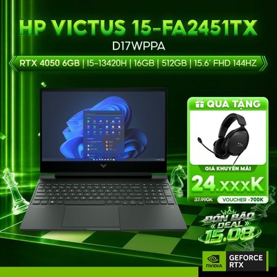 Laptop Gaming HP Victus 15-fa2451TX D17WPPA  GeForce RTX™ 4050 6GB / i5-13420H / 16GB / 512GB