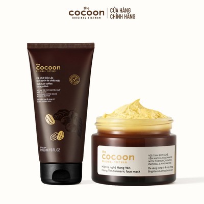 [MUA 2 GIẢM 35%] Combo tẩy da chết mặt cà phê Đắk Lắk 150ml và mặt nạ nghệ Cocoon 30ml