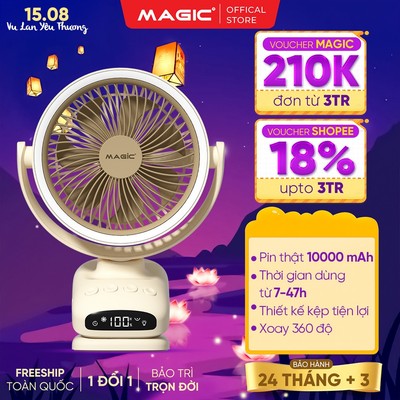 Quạt Kẹp Bàn Magic A-004 Pro Max, Pin 10000mAh, Xoay 360 độ, 3 Tốc Độ Gió Dùng 7-47 Giờ, BH 12 Tháng